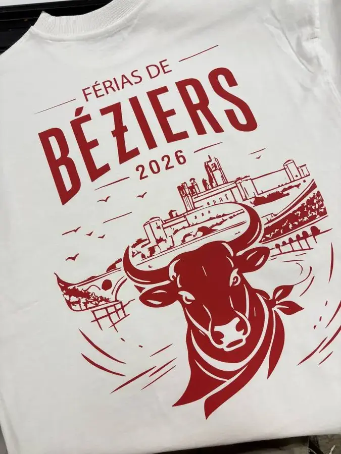 Sérigraphie événementielle — Férias de Béziers – textile réalisé par Loire Pub